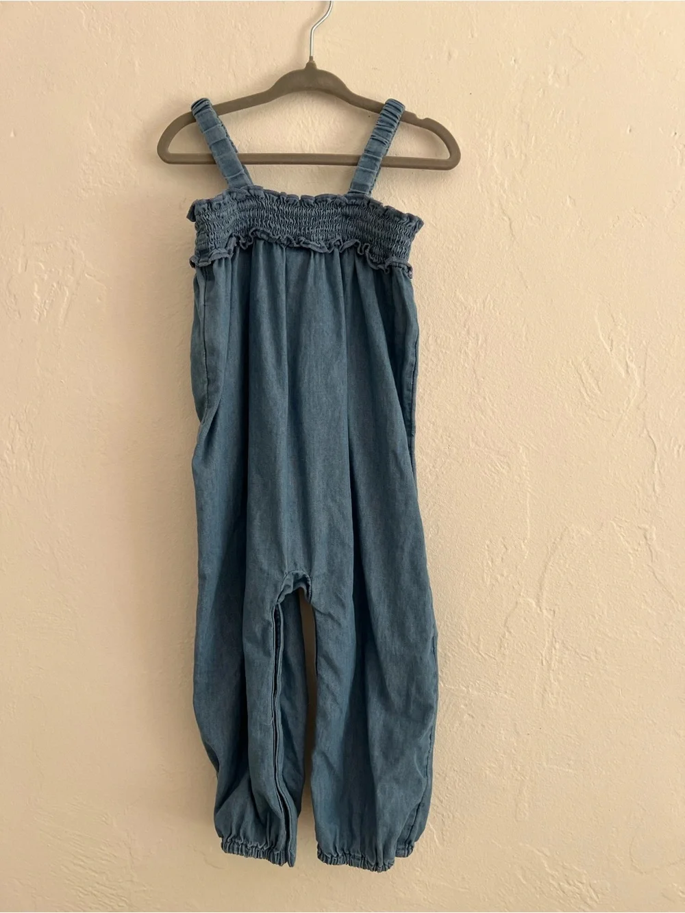 GAP Baby Denim Smocked Romper in Light Blue